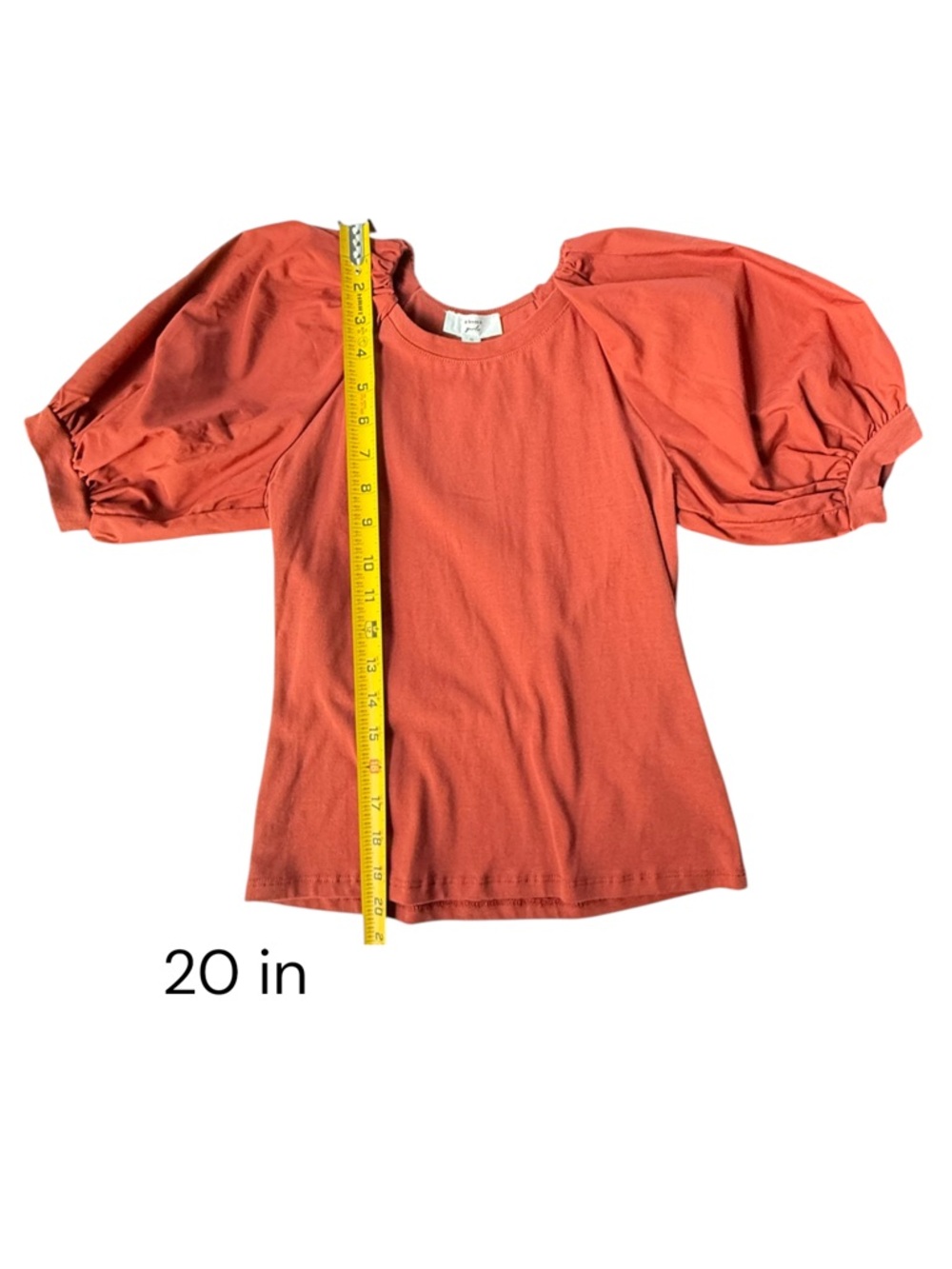 A Loves A Girls Puff Sleeve Top Kids Rust Crew Neck Cotton M 10/12Y - Picture 3 of 7
